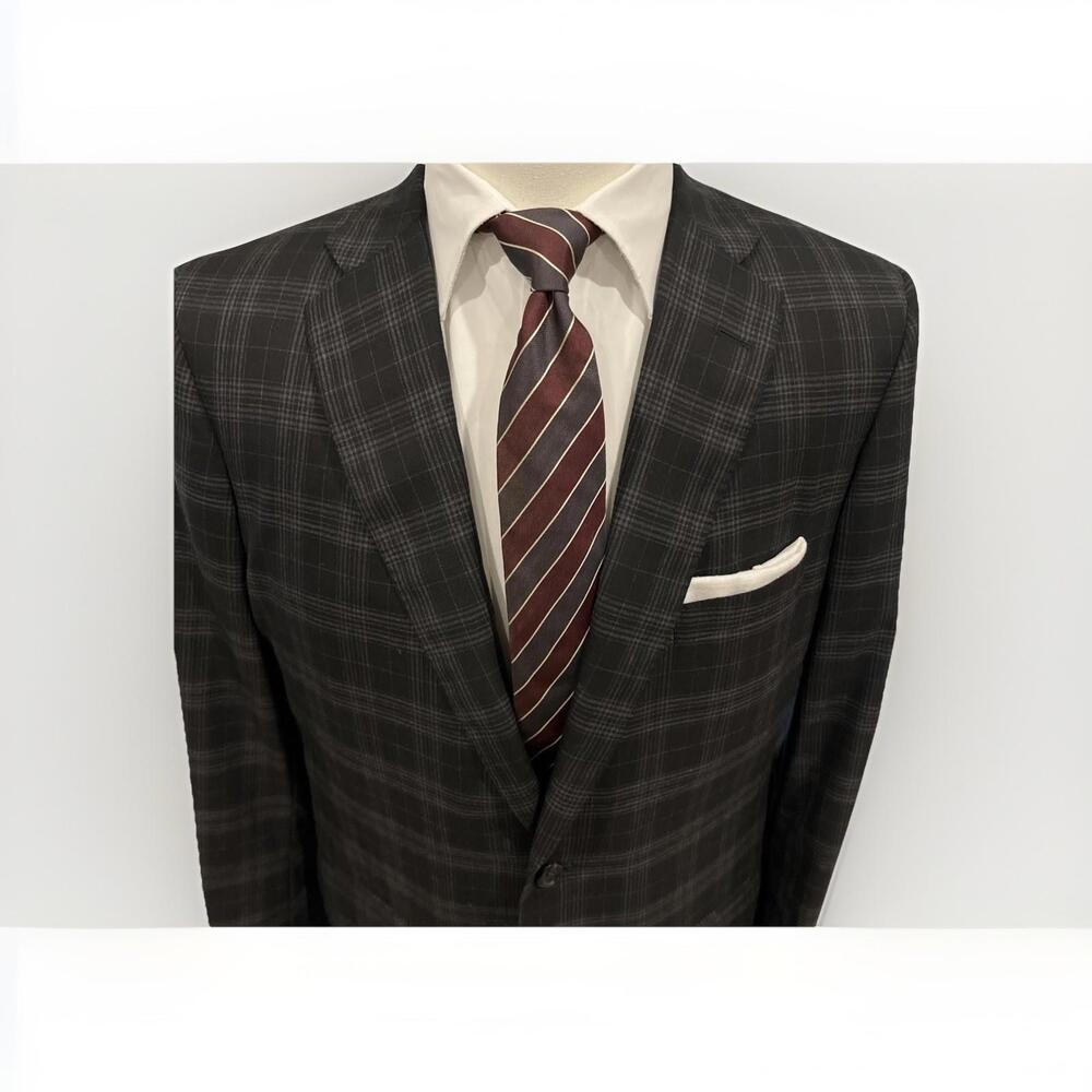 CUSTOM TOM JAMES ROYAL CLASSIC BLAZER 42R BLACK GREY PLAID GREAT CONDITION!
